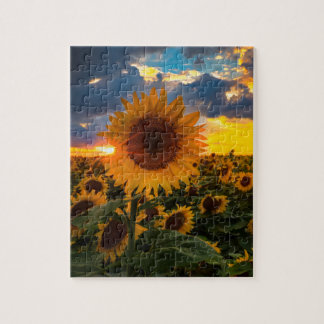 Bunte Sonnenblumen auf einem Gebiet Puzzle