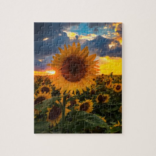 Bunte Sonnenblumen auf einem Gebiet Puzzle (Vertikal)