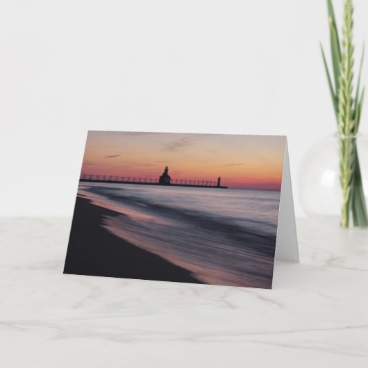 Bunte Sonnenuntergang-Michigansee-Gruß-Karte Karte (Vorderseite)