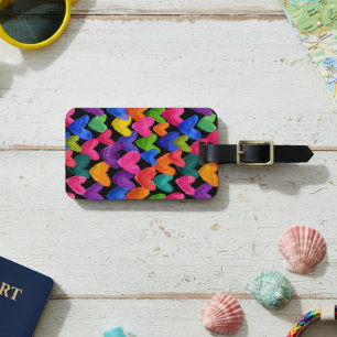 Bunte Spaß Handgezeichnete Herzen Gepäckanhänger