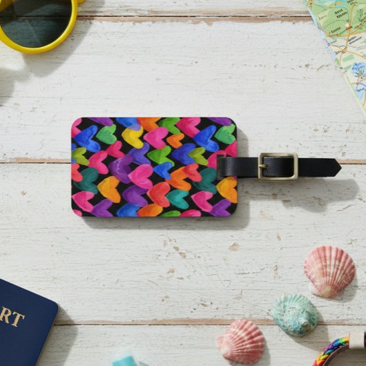 Bunte Spaß Handgezeichnete Herzen Gepäckanhänger