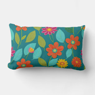 bunte spielerische Blume mit genähten Details Lendenkissen