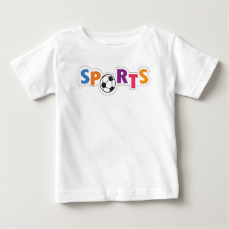 Bunte Sporttextgestaltung mit einem Fußball Baby T-shirt