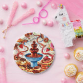 Bunte Springbrunnen Schokolade zum Geburtstag Pappteller (Party)