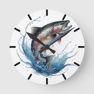 Bunte Springende Forellen Angeluhr Runde Wanduhr