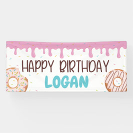 Bunte Sprinklen Donut Happy Birthday Banner