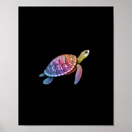 Bunte Spritzige Östliche Dosenschildkröte (3) Poster (Vorne)