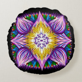 Bunte Spritzpistole, die Lotus-Mandala-Kunst weckt Rundes Kissen