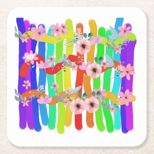 bunte Stäbe von Blume Rechteckiger Pappuntersetzer (Vorderseite)