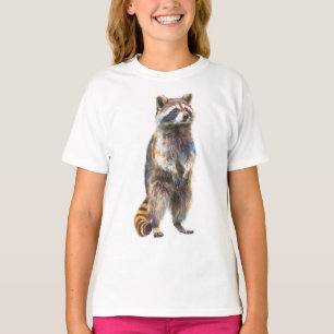 Bunte stehende Waschbär-Illustration für Kinder T-Shirt