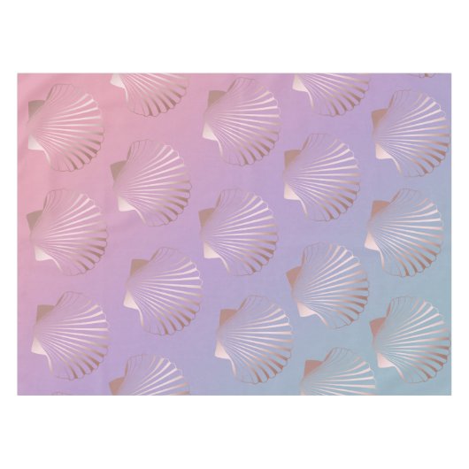 Bunte Steigung des Girly Rosengoldseashell-Musters Tischdecke (Vorderseite (Horizontal))