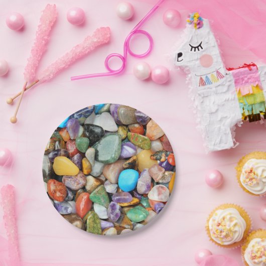 Bunte Steine, Kiesel, Felsen Pappteller (Party)
