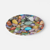 Bunte Steine, Kiesel, Felsen Pappteller (Schrägansicht)