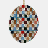 Bunte Steppdecke quadriert Muster Keramik Ornament (Rechts)
