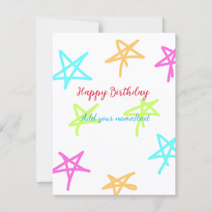 Bunte Sterne frohen Geburtstag Namen Text einfach Postkarte
