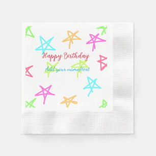 Bunte Sterne frohen Geburtstag Namenstext einfach Serviette