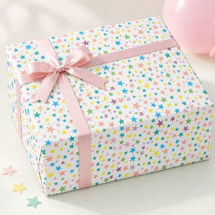 Bunte Sterne Kindergeburtstag Geschenkpapier