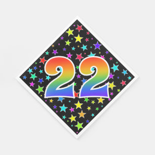 Bunte Sterne + Regenbogen-Muster "22" Ereignis # Serviette