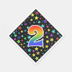 Bunte Sterne + Regenbogen-Muster "2" Ereignis # Serviette