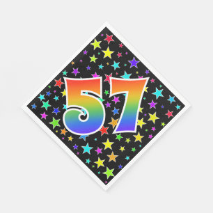 Bunte Sterne + Regenbogen-Muster "57" Ereignis # Serviette