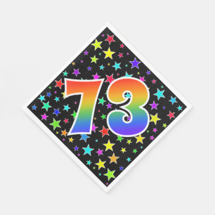 Bunte Sterne + Regenbogen-Muster "73" Ereignis # Serviette