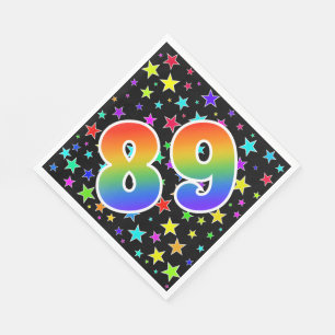Bunte Sterne + Regenbogen-Muster "89" Ereignis # Serviette