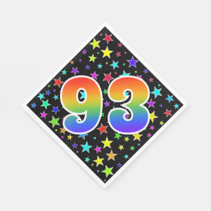 Bunte Sterne + Regenbogen-Muster "93" Ereignis # Serviette