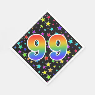 Bunte Sterne + Regenbogen-Muster "99" Ereignis # Serviette