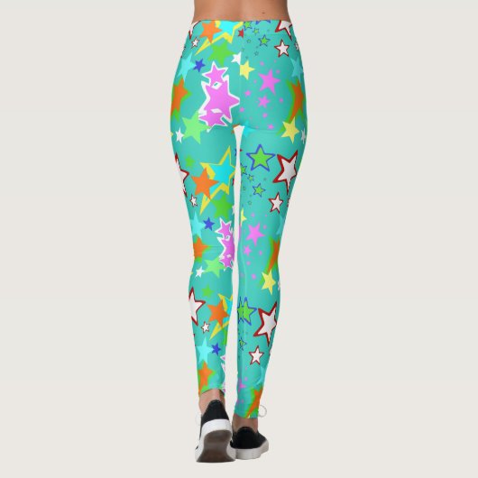 Bunte Sterne Spandex Leggings (Rückseite)