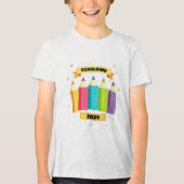 Bunte Stifte mit Sternchen - Schulkind 2026 Tri-Blend Shirt (Vorderseite)