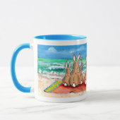 Bunte "Strand-Häschen-" Kaninchen an der Tasse (Links)