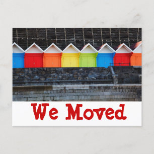 Bunte Strand-Häuser bewegten wir neue Ankündigungspostkarte