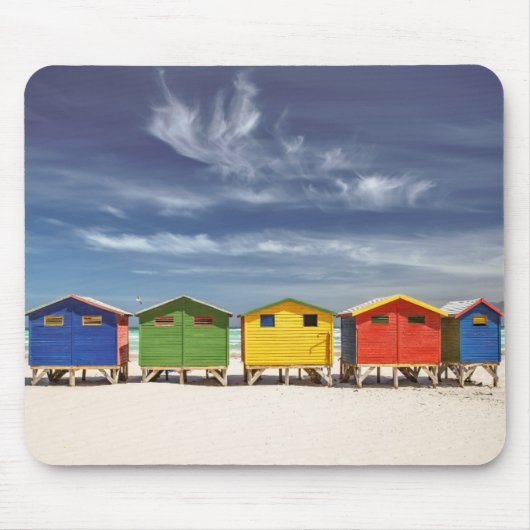 Bunte Strand-Häuser | Muizenberg, Südafrika Mousepad (Vorne)