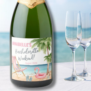 Bunte Strand-Junggesellinnenabschied-Party Schaumweinetikett