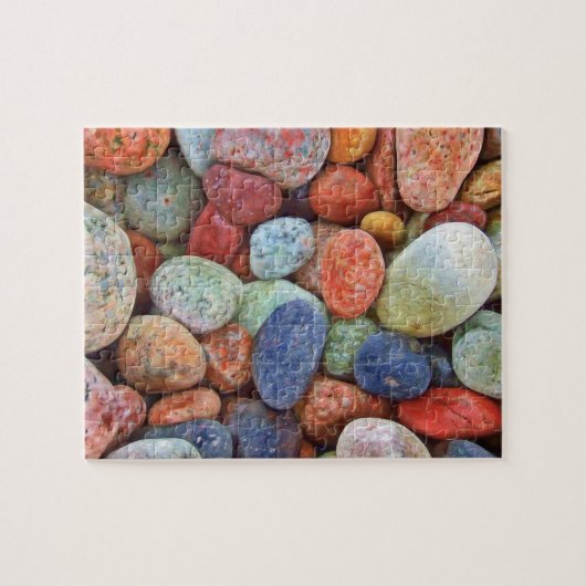 Bunte Strand-Kiesel machen Stein-Felsen-Muster Puzzle (Horizontal)