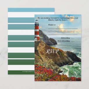 Bunte Strand-Leuchtturm-Hochzeits-Antwortkarte Einladung