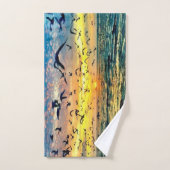 Bunte Strand-Sonnenuntergang-Malerei Badhandtuch Set (Handtuch)