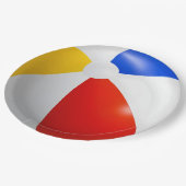 Bunte Strandball Pappteller (Schrägansicht)