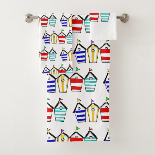 Bunte Strandhütte-Illustration Badhandtuch Set (Insitu)