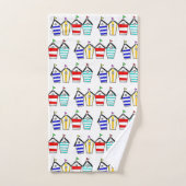Bunte Strandhütte-Illustration Badhandtuch Set (Handtuch)