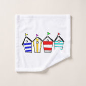 Bunte Strandhütte-Illustration Badhandtuch Set (Waschlappen)