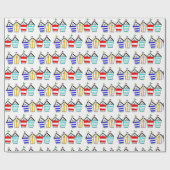 Bunte Strandhütte-Illustration Geschenkpapier (Flach)