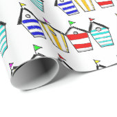 Bunte Strandhütte-Illustration Geschenkpapier (Rolleneckpunkt)