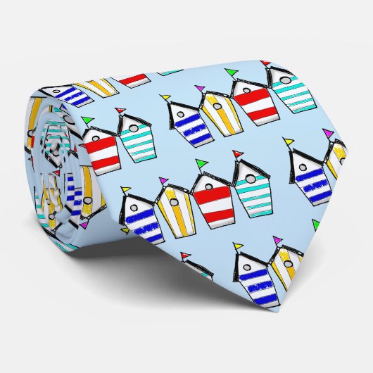 Bunte Strandhütte-Illustration Krawatte (Gerollt)