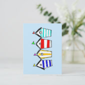 Bunte Strandhütte-Illustration Postkarte (Stehend Vorderseite)