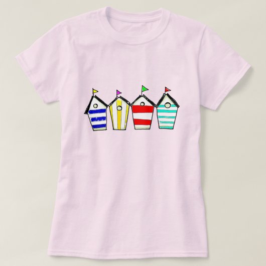Bunte Strandhütte-Illustration T-Shirt (Design vorne)