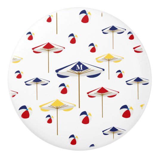 Bunte Strandschirm-und Wasserball-Gewohnheit Keramikknauf (Vorderseite)