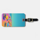 Bunte Strandsonnenschirm-Tropen Gepäckanhänger (Vorderseite horizontal)