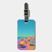 Bunte Strandsonnenschirm-Tropen Gepäckanhänger (Vorderseite vertikal)