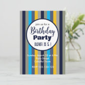 Bunte Streifen Geburtstagsparty Einladung (Stehend Vorderseite)